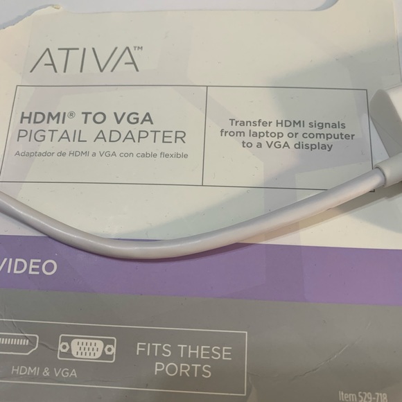 ATIVA HDMI to VGA pigtail video projector adapter - Picture 3 of 6